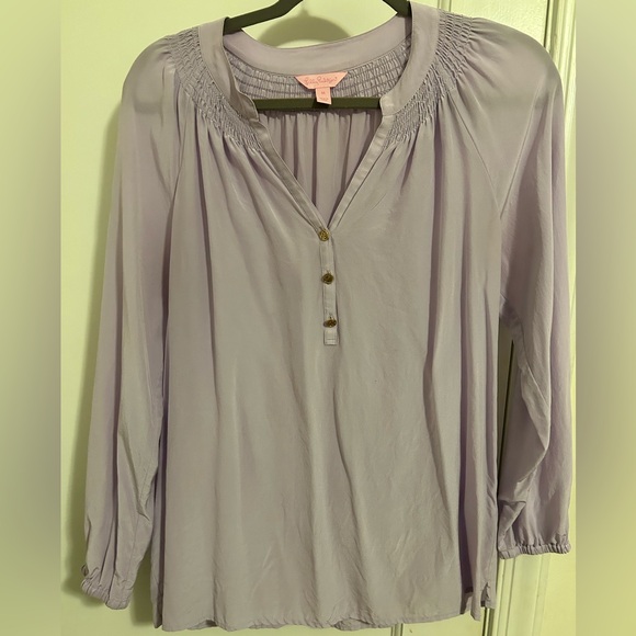 Lilly Pulitzer Elsa Silk Blouse- Size Medium- Color Lavender- EUC - Picture 3 of 12
